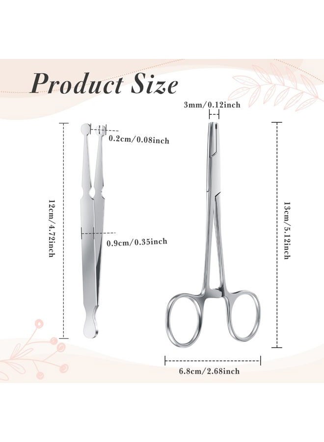 Mysora 2 Pcs Piercing Ball Grabber Tool 3mm Piercing Barbell Clamps Tool for Changing Jewelry Stainless Steel Nose Ear Lip Tongue Ball Screw on Removal Tweezers Kit - Image 3