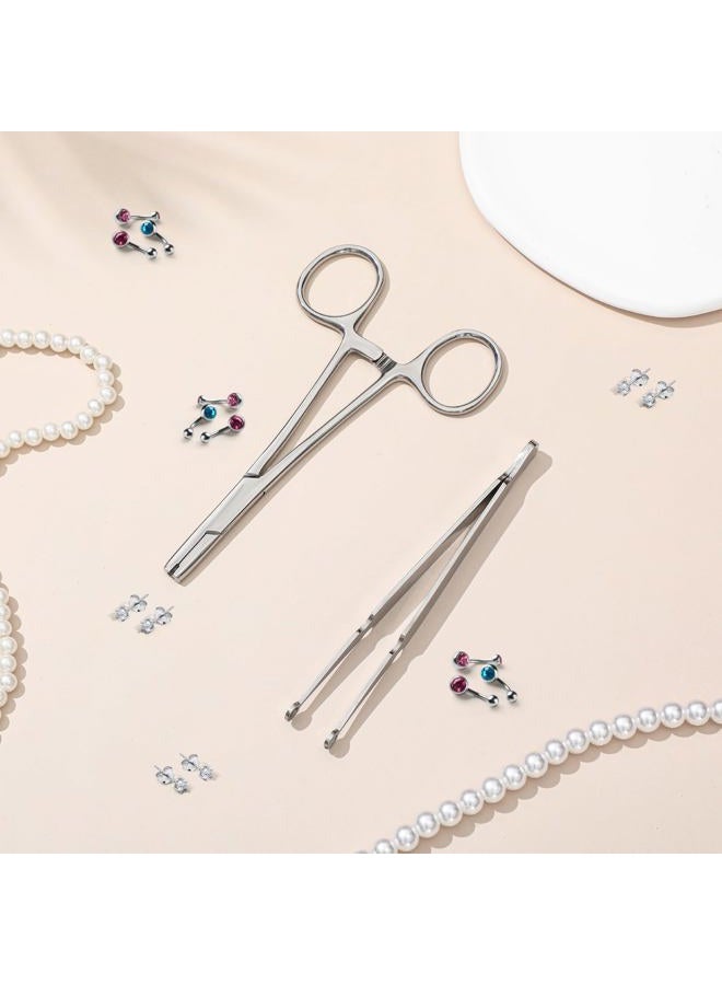 Mysora 2 Pcs Piercing Ball Grabber Tool 3mm Piercing Barbell Clamps Tool for Changing Jewelry Stainless Steel Nose Ear Lip Tongue Ball Screw on Removal Tweezers Kit - Image 5