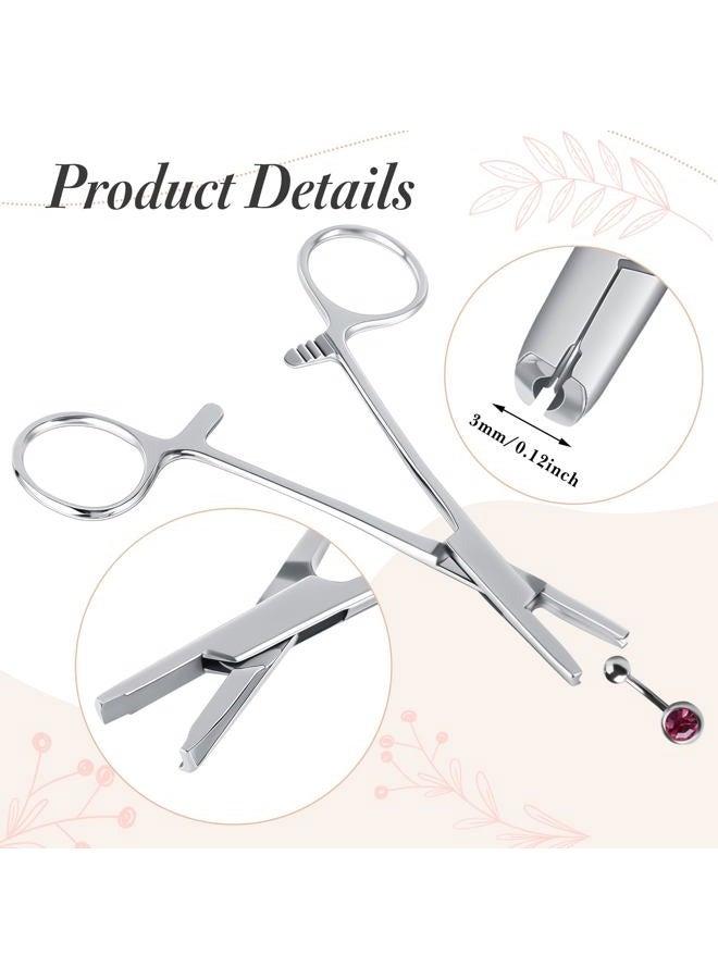 Mysora 2 Pcs Piercing Ball Grabber Tool 3mm Piercing Barbell Clamps Tool for Changing Jewelry Stainless Steel Nose Ear Lip Tongue Ball Screw on Removal Tweezers Kit - Image 4