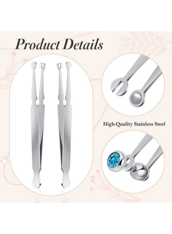 Mysora 2 Pcs Piercing Ball Grabber Tool 3mm Piercing Barbell Clamps Tool for Changing Jewelry Stainless Steel Nose Ear Lip Tongue Ball Screw on Removal Tweezers Kit - Image 2