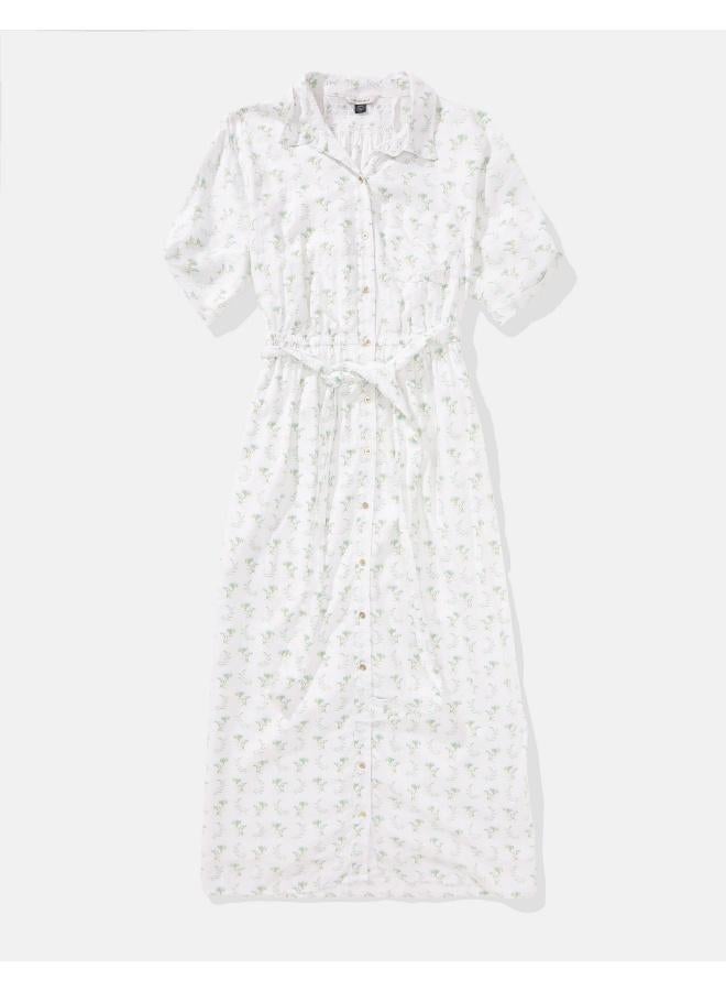 American Eagle AE Short-Sleeve Midi Shirt Dress  - Image 4