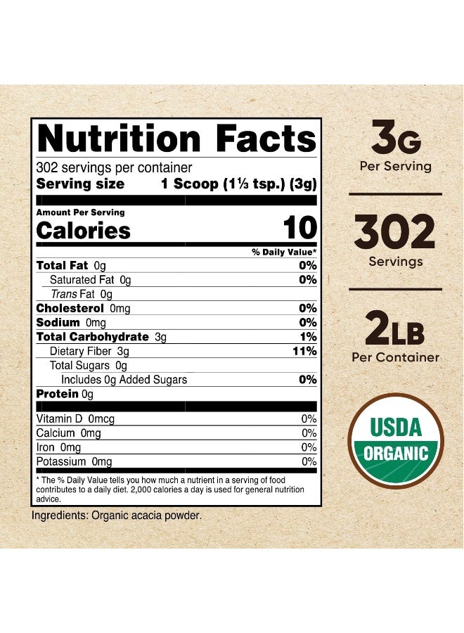 Nutricost Organic Acacia Fiber Powder (2 LB) - USDA Certified Organic, Non-GMO, Gluten Free - Image 2