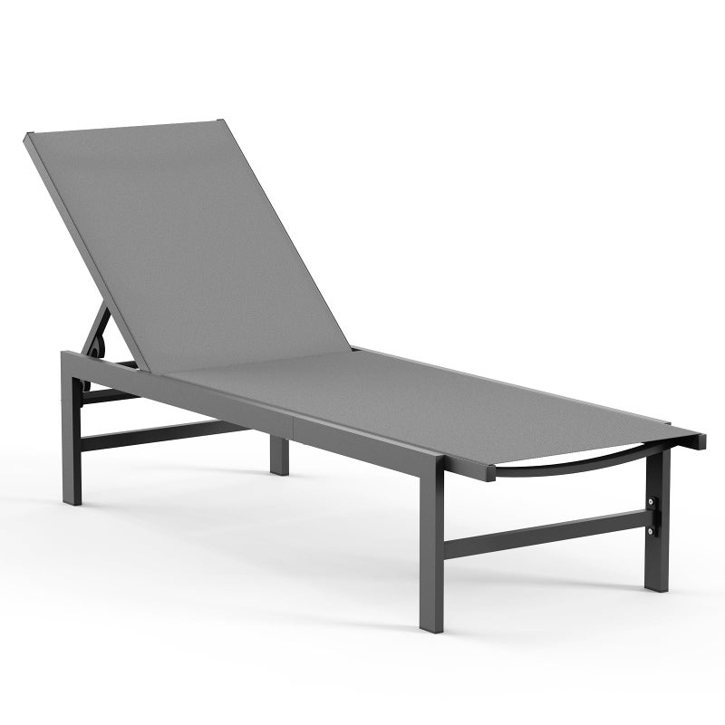 Vexwalx Outdoor Lounge Chair for Pool, Aluminum Chaise Lounge Chairs with 5-Position Recliner, Patio Lounge Chair for Backyard, Poolside, Deck, Lawn (Darkgray) - Image 1