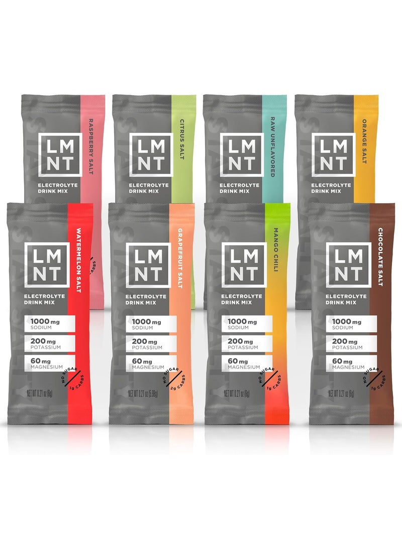LMNT Zero-Sugar Electrolytes - Sample Pack - Hydration Powder Packets | No Dodgy Ingredients | Keto & Paleo Friendly | 8 Sticks