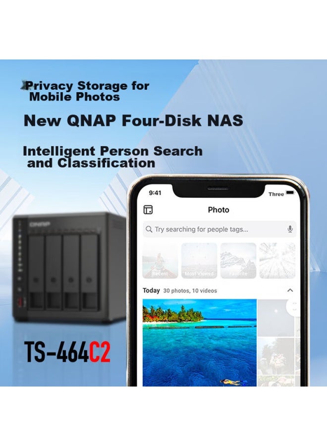 Qnap Ts-464c2, Cube-shaped Nas Network Storage Server, Four-core Processor, Built-in Dual M.2 Slots - Image 5