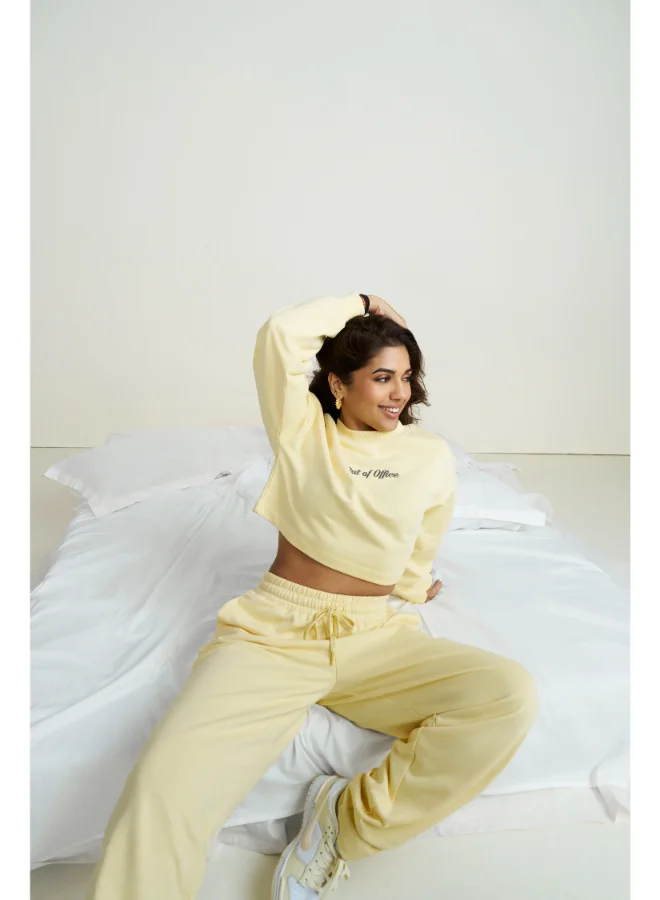 نسيسيرا Butter Yellow Terry Barrel Pants