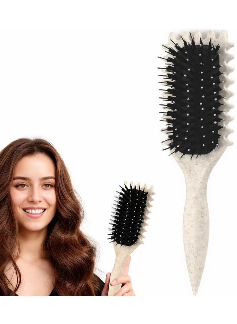 Newest Bounce Curl Brush, Bounce Curl Defining Brush, Curl Defining Brush, Hair Brush Styling Brush, Shaping and Defining Curls for Women Girls (Beige)