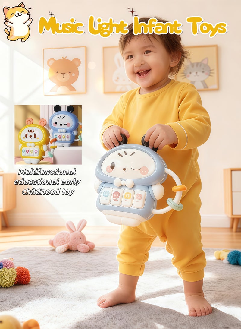 XiuWoo Music Light Infant Toys, Baby Music Rattles Toy,  Baby Teething Toys with Music and Light, Toddler Learning Toys, Early Education，Light Music，Tummy-Time Discovery Set for baby 6-12 Months（Blue） - Image 1