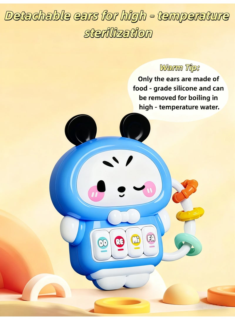 XiuWoo Music Light Infant Toys, Baby Music Rattles Toy,  Baby Teething Toys with Music and Light, Toddler Learning Toys, Early Education，Light Music，Tummy-Time Discovery Set for baby 6-12 Months（Blue） - Image 3