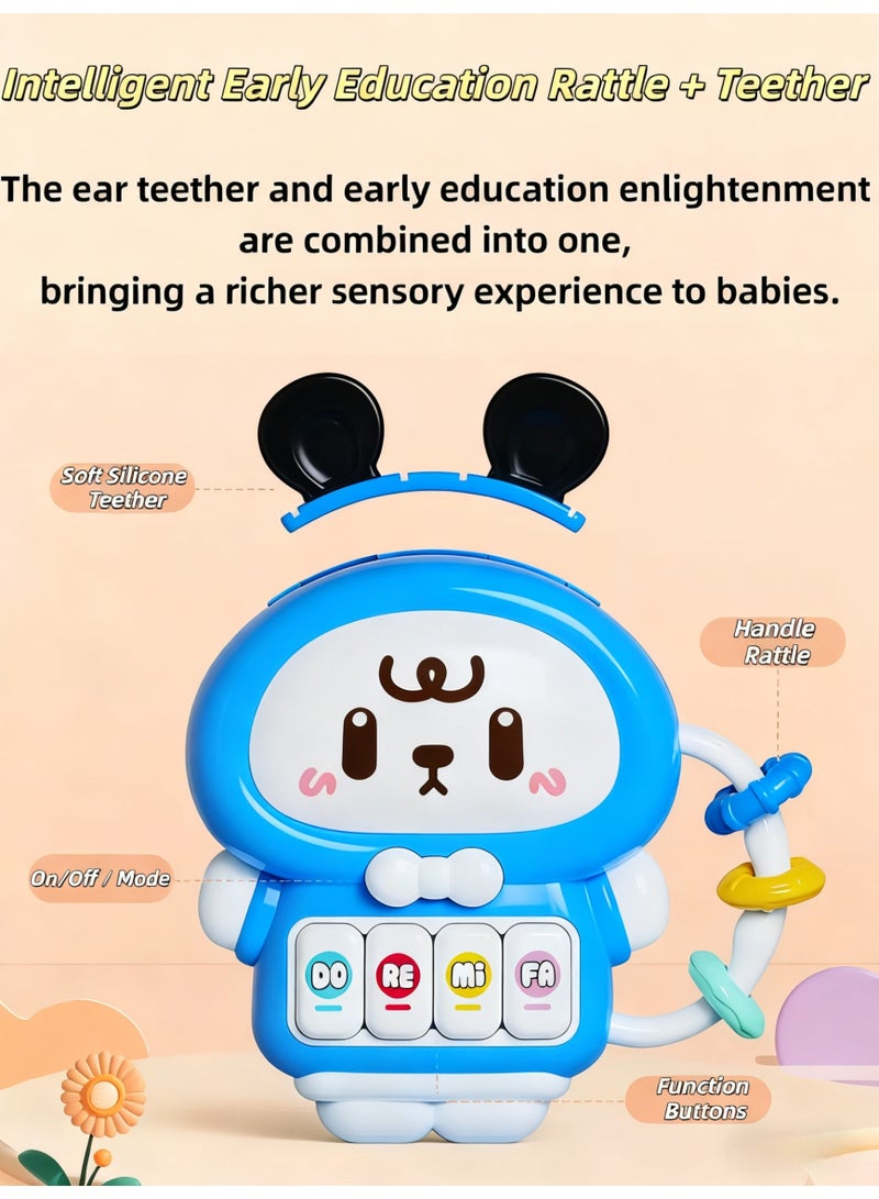XiuWoo Music Light Infant Toys, Baby Music Rattles Toy,  Baby Teething Toys with Music and Light, Toddler Learning Toys, Early Education，Light Music，Tummy-Time Discovery Set for baby 6-12 Months（Blue） - Image 4