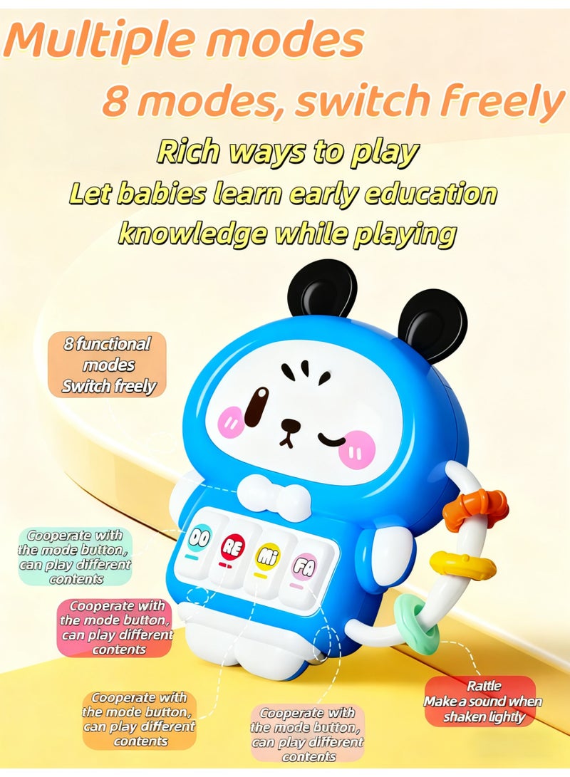 XiuWoo Music Light Infant Toys, Baby Music Rattles Toy,  Baby Teething Toys with Music and Light, Toddler Learning Toys, Early Education，Light Music，Tummy-Time Discovery Set for baby 6-12 Months（Blue） - Image 5