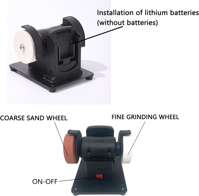 ordinarYone Cordless Wheel Grinder Grinding Machine For 18V Battery With Double Grinding Wheels And Base - Image 3