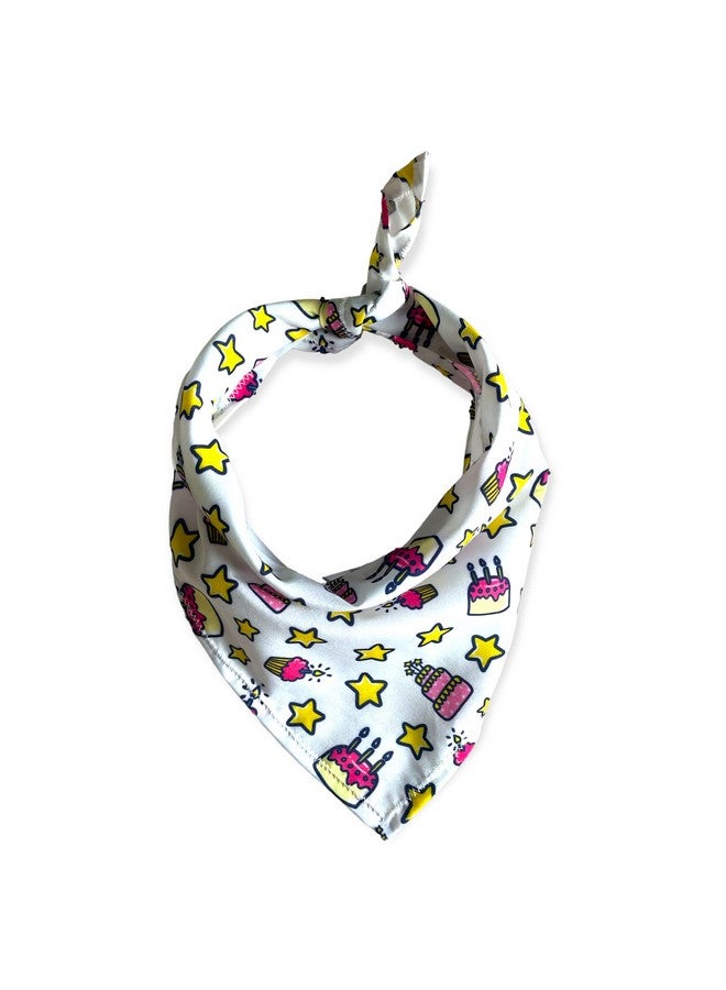 W Brings Birthday Special Dog Bandana/Scarf With Cakes & Candles | This Stunning Gorgeous Design Dog Bandana Scarf Is Perfect Styling Accessory For Dogs One Size Fits All. - Image 1