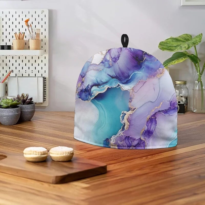 Tea Pot Cozies Marble Tea Cup Insulation Pad Tea Cozy for Teapot Insulated Tea Pot Cozy Tea Pot Cozy for Keeping Warm Tea Cosy for Teapot Dust Protector Purple Tea Cosy for Teapot - Image 4
