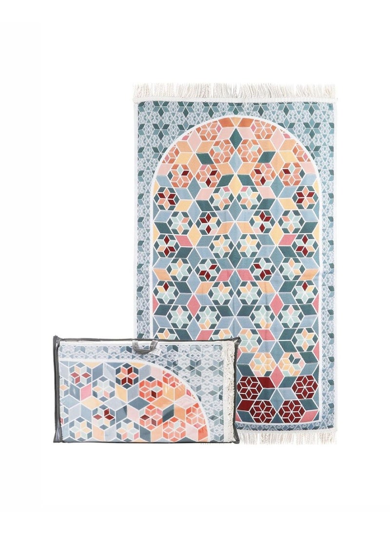MANASEK Prayer mat padded from Manasek a popular local brand – prayer mat lined with 100% polyester with 3D embroidery with bag - Luxurious and elegant design suitable for gifting - 70X120 - Image 1