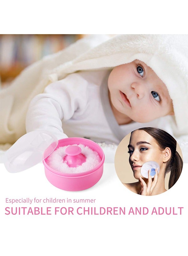 HY 2Pcs Baby Body Cosmetic Powder Puff Body Powder Puff and Container Case (Pink and Blue) - Image 3