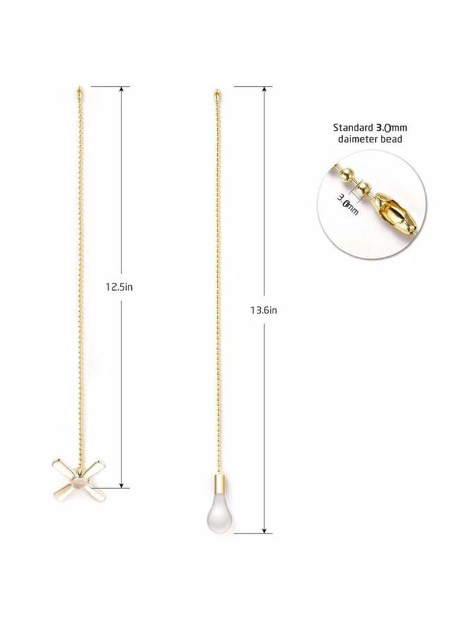 DAYONE Ceiling Fan Pull Chains, 2pcs 3mm Diameter Beaded Ball Fan Pull Chain, 13.6 Inches Fan Pulls Set with Connector for Ceiling Fan Light and Lamps - Image 2