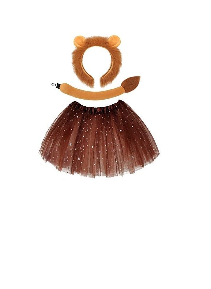 Lion Headband Skirt Set, Lion Ears Headband, Lion Costume for Girls Women Carnival Cosplay Party