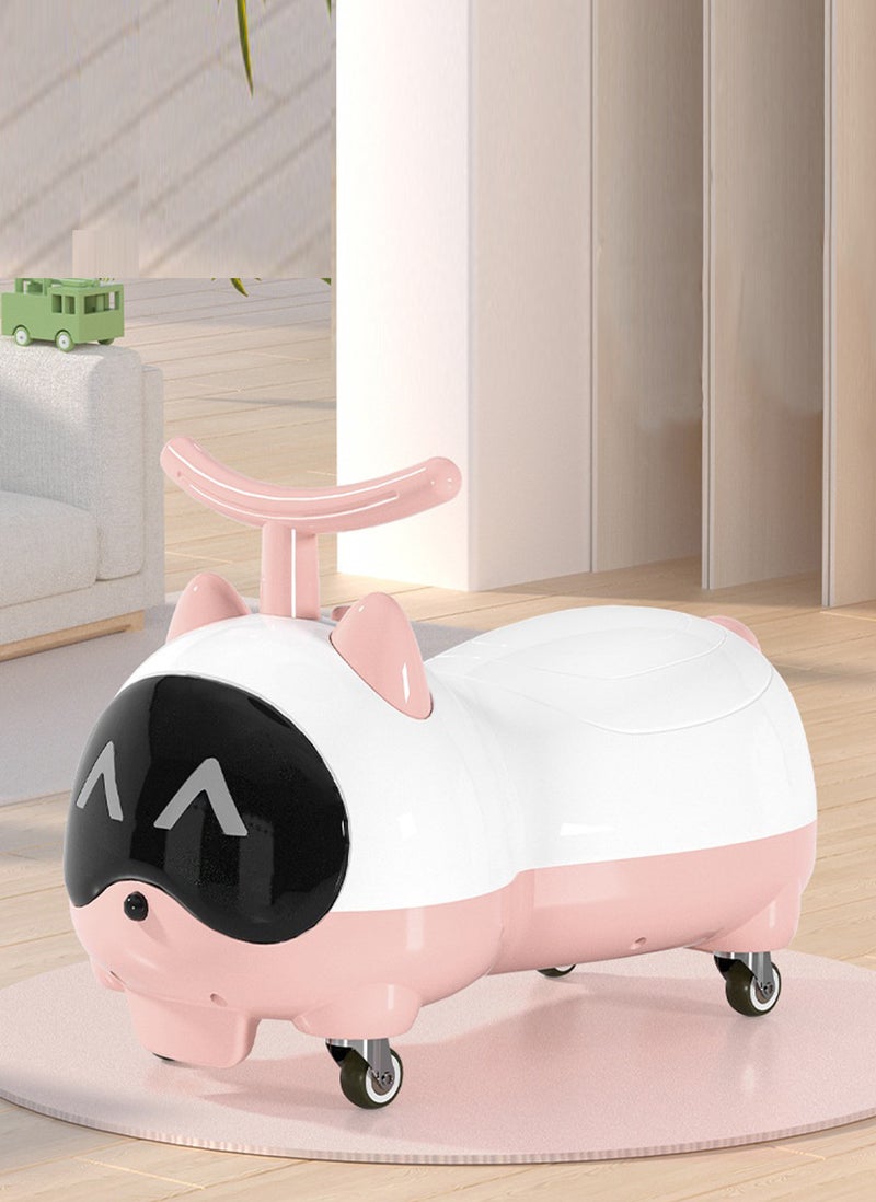 سكوتر أطفال – لعبة ركوب بأربع عجلات وتصميم كرتوني مع مقبض أمان
