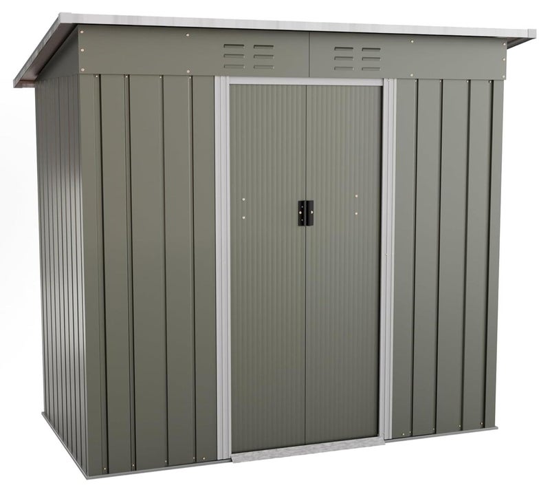 Egardenkart, Outdoor Storage Shed Metal - Light Grey, 6.5x6 Ft | Garden Shed with Lockable Door | Outdoor Storage Cabinet for Garden Storage | Outdoor Shed Storage (With Installation) - Image 1