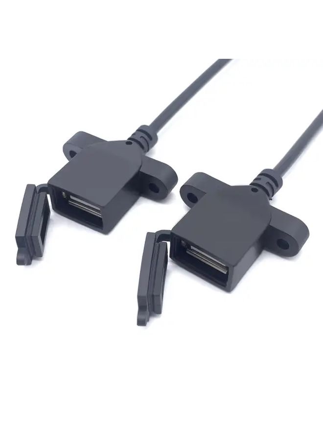 Black USB Female Extension Cable With Locking Connector Heavy Duty Power Cord - Image 1