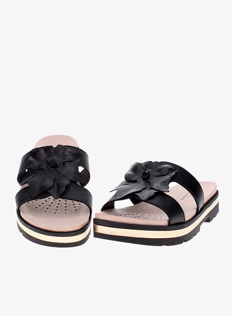 Modare Black Flat Sandals for Women – Stylish Ladies Flat Sandals & Comfortable Flat Slippers for Women | Best Price UAE