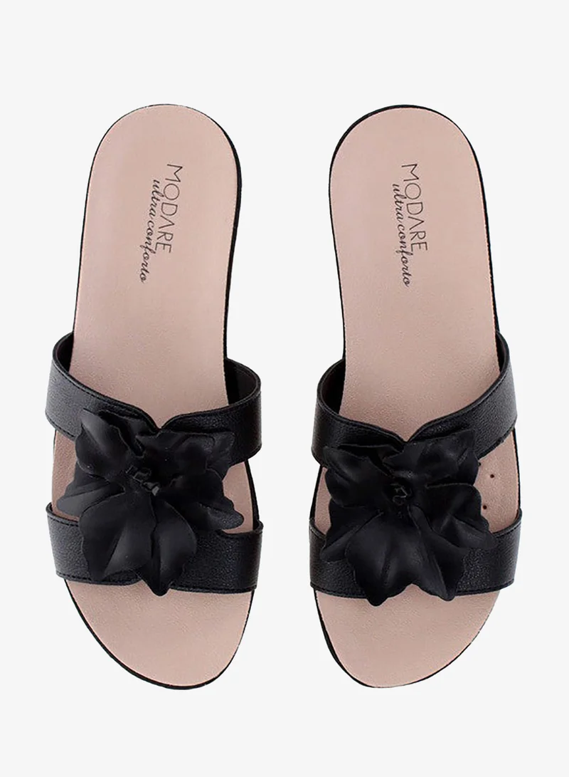 Modare Black Flat Sandals for Women – Stylish Ladies Flat Sandals & Comfortable Flat Slippers for Women | Best Price UAE