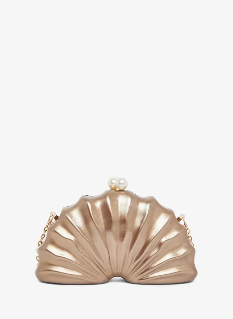 Styli Brown Seashell Clutch Bag