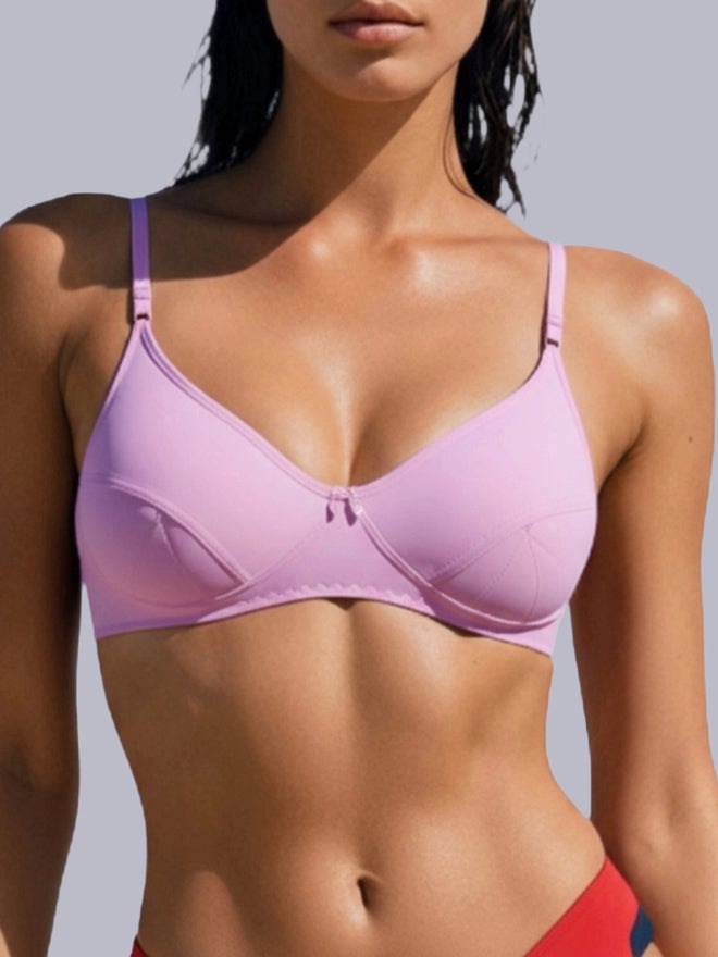 Eden Pink Non-Padded Non Wired Cotton Blend T-Shirt Bra - Image 4