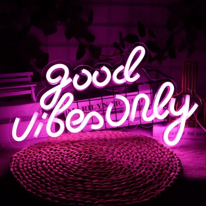 GOOD VIBES ONLY NEON SIGNS FOR WALL DECOR NEON LIGHTS LED SIGNS SUITABLE FOR LIVING BEER BAR GAME ROOM HOTEL BIRTHDAY PARTY RESTAURANT CHRISTMAS UNIQUE GIFT FOR LOVER 165 10 INCHPINK