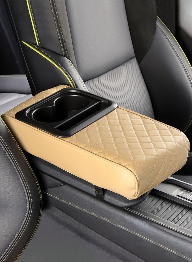 Hanayo Car Armrest Booster Pads  Multipurpose Car Center Console Heighten Cover Leather Car Armrest Cover Protector Armrest Box Suitable for Most Vehicles SUVs Trucks Cars(Beige) - Image 3
