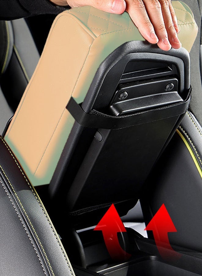 Hanayo Car Armrest Booster Pads  Multipurpose Car Center Console Heighten Cover Leather Car Armrest Cover Protector Armrest Box Suitable for Most Vehicles SUVs Trucks Cars(Beige) - Image 4
