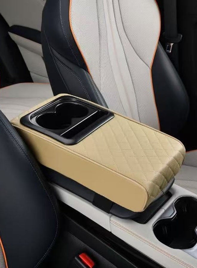 Hanayo Car Armrest Booster Pads  Multipurpose Car Center Console Heighten Cover Leather Car Armrest Cover Protector Armrest Box Suitable for Most Vehicles SUVs Trucks Cars(Beige) - Image 2