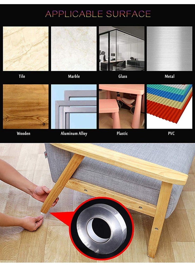 TOPHAVEN TOPHAVEN Washable Adhesive Tape NanoTape Reusable Clear Double Sided Adhesive Silicone Anti-Slip Tape, Traceless Removable Sticky Strips Grip for Fixing Carpet Phones Pictures Pen Key| (3M)  - Image 4