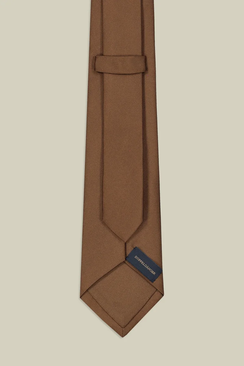Doppelganger Brown Men's single-colour silk tie - Beige for Men | Best Price UAE