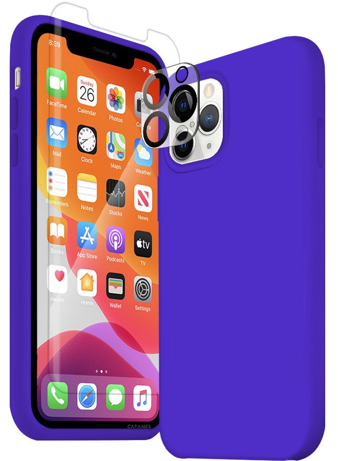 CATANES [for iPhone 12 Pro Max] 3 Pack Silicone Case ,Screen Protector and Camera Lens Protector Shockproof Protective Case Anti Scratch Smooth Case Cover/Purple - Image 2
