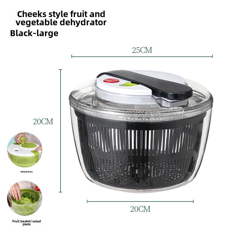 Press-Type Salad Spin-Drying Water Machine, Washbasin, Dehydration, Vegetable Washing and Draining Basket, Household Coffee Table, Fruit Plate Artifact(Large 5L upgrade [food grade material large capacity double layer design]) - Image 1