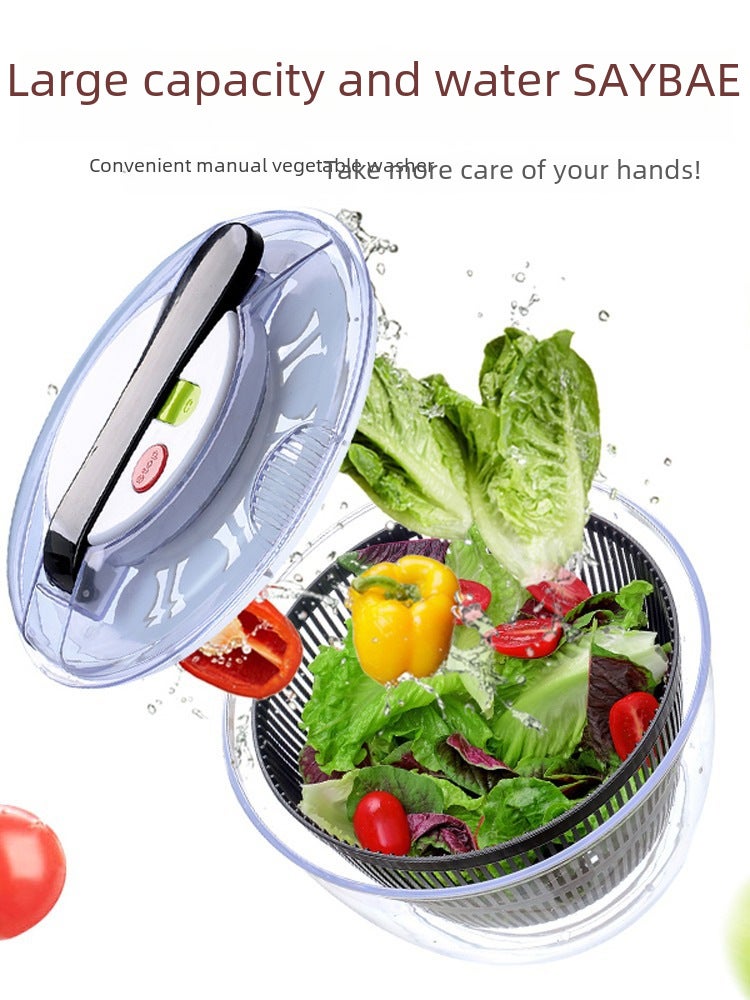 Press-Type Salad Spin-Drying Water Machine, Washbasin, Dehydration, Vegetable Washing and Draining Basket, Household Coffee Table, Fruit Plate Artifact(Large 5L upgrade [food grade material large capacity double layer design]) - Image 3