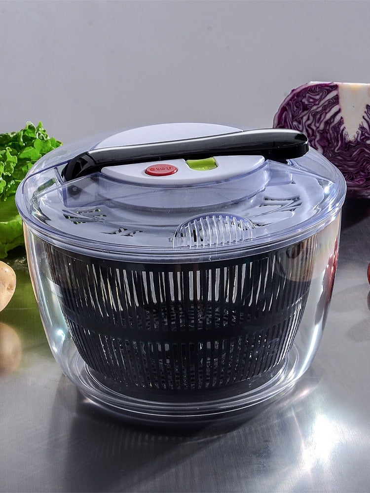 Press-Type Salad Spin-Drying Water Machine, Washbasin, Dehydration, Vegetable Washing and Draining Basket, Household Coffee Table, Fruit Plate Artifact(Large 5L upgrade [food grade material large capacity double layer design]) - Image 5