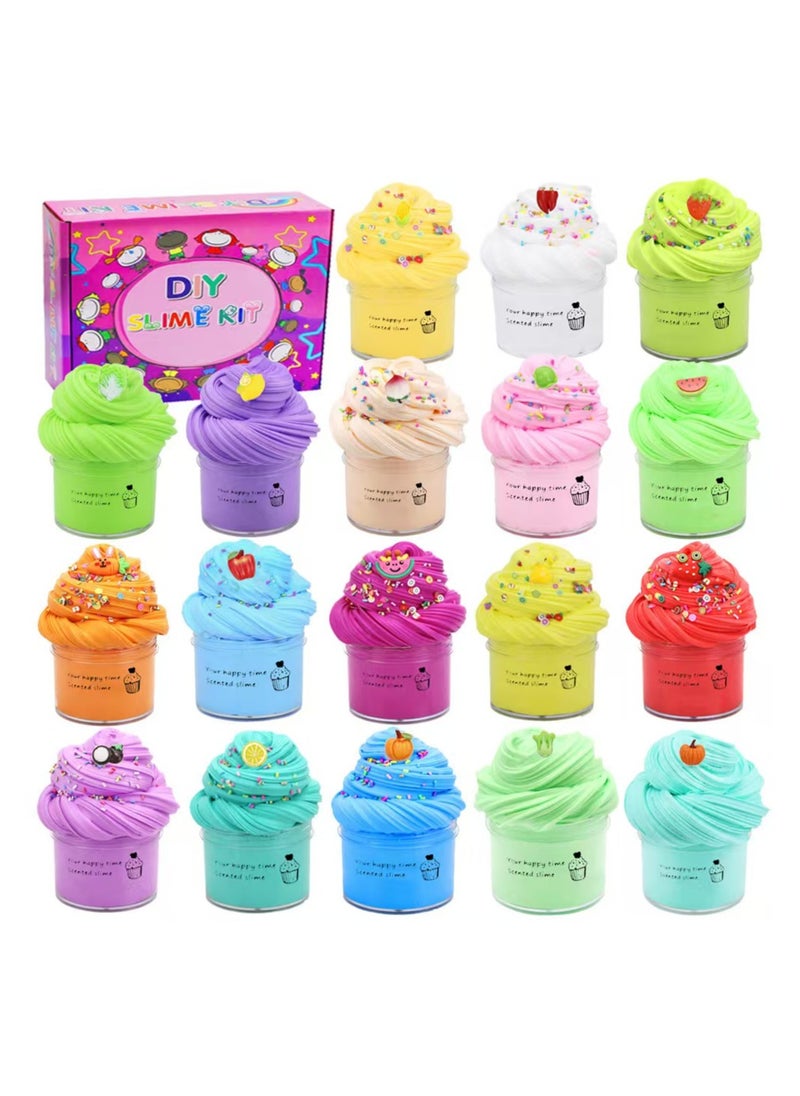 DELGREEN Butter Slime Set 18 Pack, Party Favours, Scented, Soft and NonSticky, Birthday Gifts for Girls and Boys, Stress Relieving Slime Bulk Ice CreamMouldFillers  - Image 1