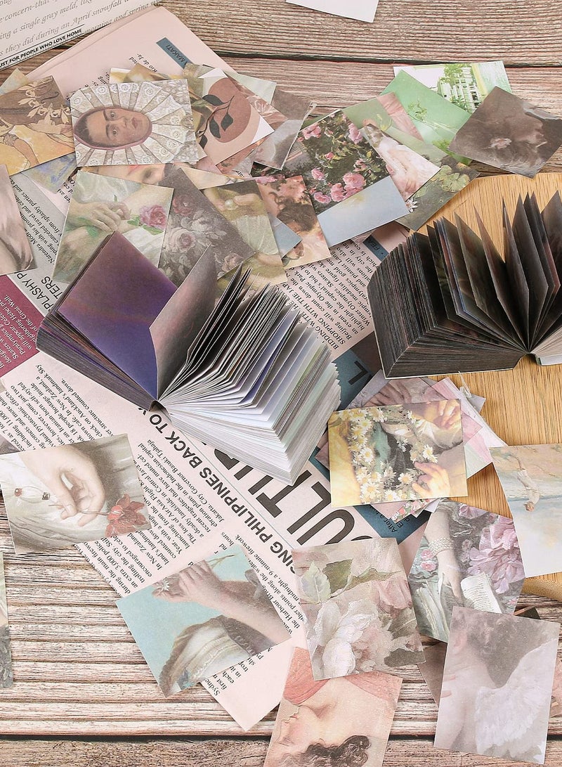 Zikra Scrapbook Paper, Vintage DIY Diary Decorative Antique Scrapbooking Magazine Decorative Paper Stamps 800 Pieces of Scrapbooking and 10 Rolls of Stickers and 1 Craft Scissors for Notebook Scrapbooking - Image 2