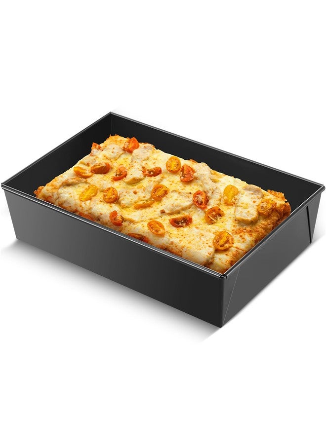 RimCereal 1 Pcs Detroit Style Pizza Pan 10 x 14 x 2.36 Inch Non Stick Rectangle Deep Pizza Pans Pre Seasoned Carbon Steel Sicilian Style Pan Dish Bakeware Kitchenware (Black) - Image 1