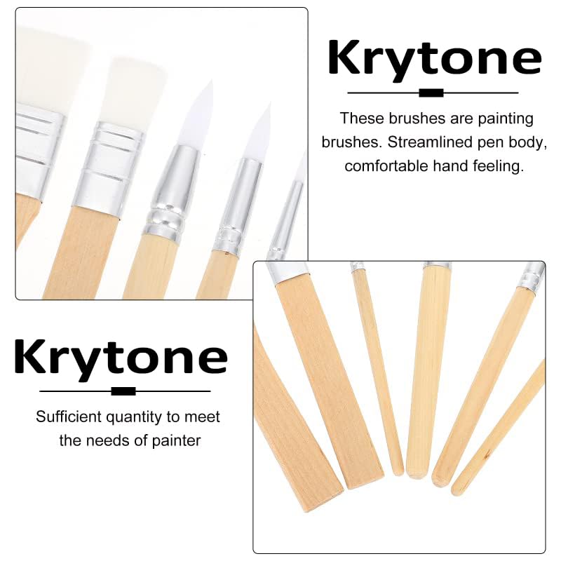 KRYTONE مجموعة فرش طلاء صناعية دائرية ومسطحة من KRYTONE.Fx® مكونة من 6 قطع للطلاء بالأكريليك والمائي والكانفاس. - Image 5