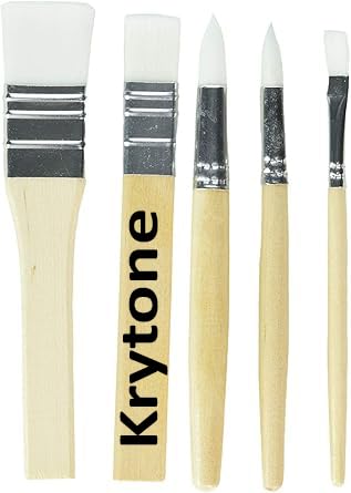 KRYTONE مجموعة فرش طلاء صناعية دائرية ومسطحة من KRYTONE.Fx® مكونة من 6 قطع للطلاء بالأكريليك والمائي والكانفاس. - Image 2