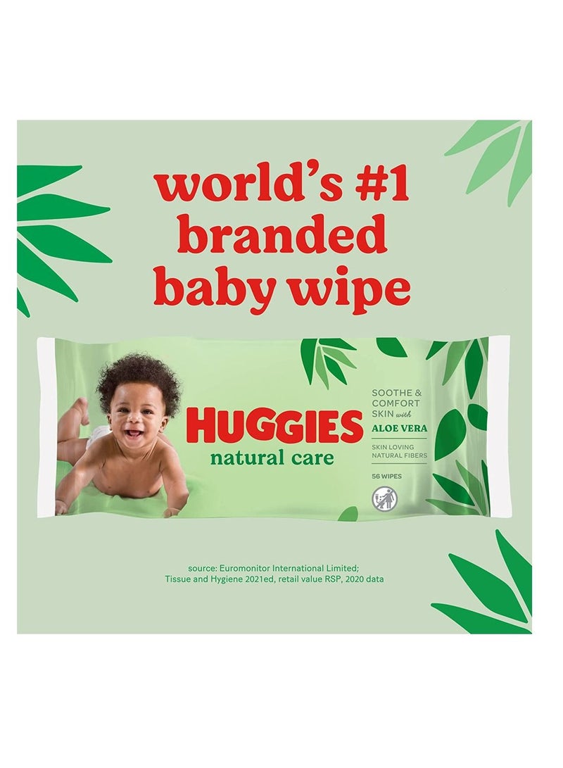 هجيز مناديل مبللة للأطفال من ناتشورال كير ، 672 قطعة (12x56) - الألوة فيرا ، الألياف الطبيعية المحببة للبشرة - Image 3