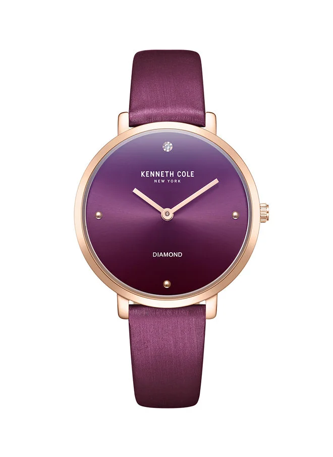 Kenneth Cole New York Analog Ladies Watch with Burgundy Genuine Leather Strap 34mm