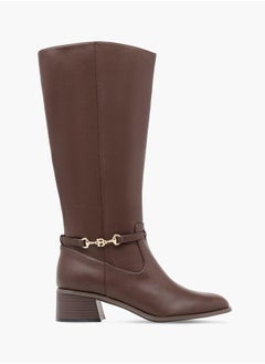 Flora Bella By Shoexpress Women Metal Accent High Shaft Boots with Block Heels and Zip Closure  - Image 3