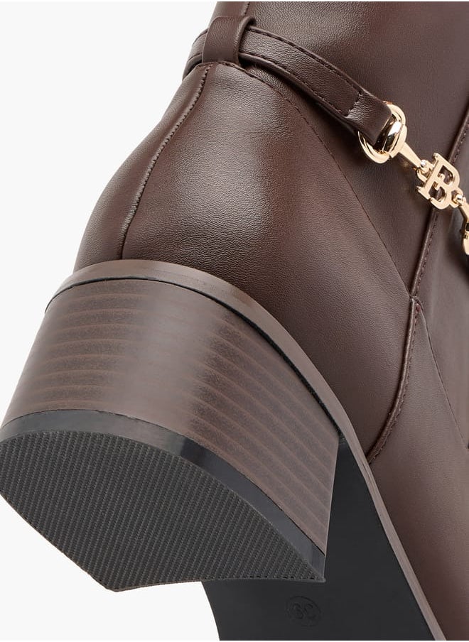 Flora Bella By Shoexpress Women Metal Accent High Shaft Boots with Block Heels and Zip Closure  - Image 5