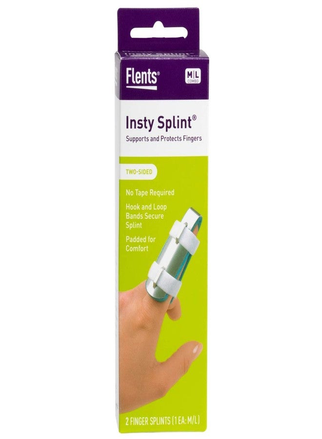 Flents Two-Sided Insty Splint Value Pack, Finger Splint for Trigger Finger, Fractures, Sprains & Arthritis, Adjustable Support Brace for Injury Recovery & Stabilization, 1 Medium and 1 Large - Image 1