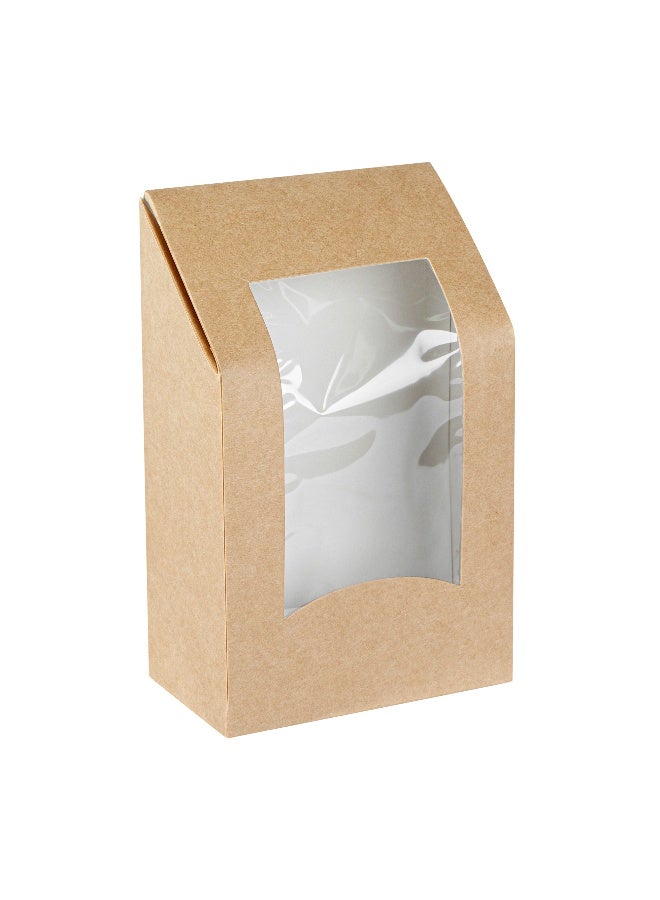 Restaurantware Cafe Vision 5.9 x 3.7 Inch Sandwich Wrap Containers, 200 Angle Cut Sandwich Paper Boxes - With Window, Disposable, Kraft Paper To Go Sandwich Boxes, Grease-Resistant Lining - Image 1